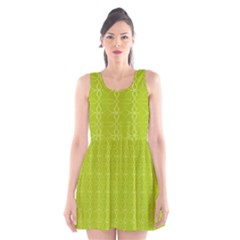 Background Texture Pattern Green Scoop Neck Skater Dress