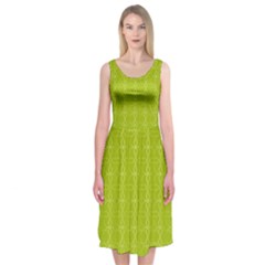 Background Texture Pattern Green Midi Sleeveless Dress