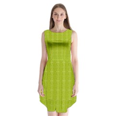 Background Texture Pattern Green Sleeveless Chiffon Dress  