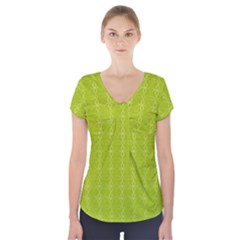 Background Texture Pattern Green Short Sleeve Front Detail Top