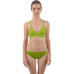 Background Texture Pattern Green Wrap Around Bikini Set by HermanTelo