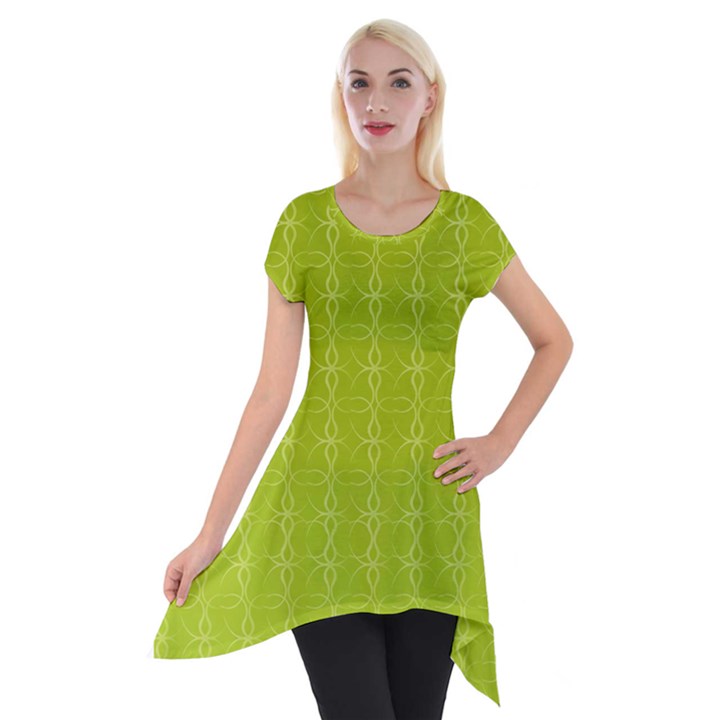 Background Texture Pattern Green Short Sleeve Side Drop Tunic