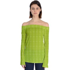 Background Texture Pattern Green Off Shoulder Long Sleeve Top