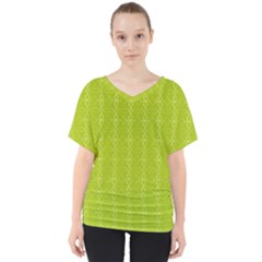 Background Texture Pattern Green V-neck Dolman Drape Top