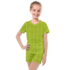 Background Texture Pattern Green Kids  Mesh Tee And Shorts Set