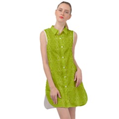 Background Texture Pattern Green Sleeveless Shirt Dress