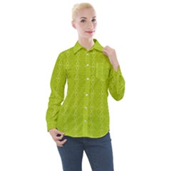 Background Texture Pattern Green Women s Long Sleeve Pocket Shirt