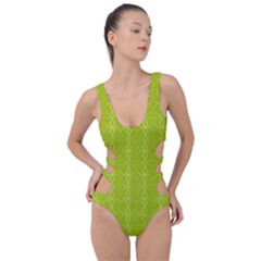 Background Texture Pattern Green Side Cut Out Swimsuit