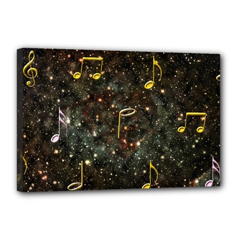 Music Clef Musical Note Background Canvas 18  X 12  (stretched)