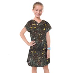 Music Clef Musical Note Background Kids  Drop Waist Dress by HermanTelo