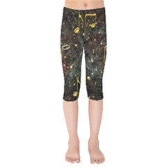 Music Clef Musical Note Background Kids  Capri Leggings  by HermanTelo