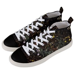 Music Clef Musical Note Background Men s Mid-top Canvas Sneakers by HermanTelo