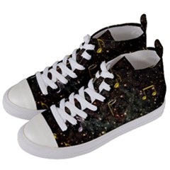 Music Clef Musical Note Background Women s Mid-top Canvas Sneakers by HermanTelo