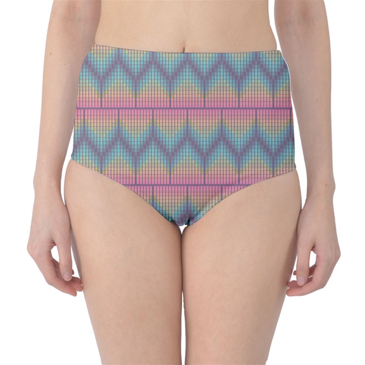 Pattern Background Texture Colorful Classic High-Waist Bikini Bottoms