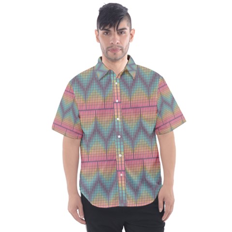 Pattern Background Texture Colorful Men s Short Sleeve Shirt by HermanTelo