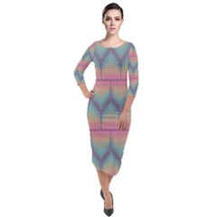 Pattern Background Texture Colorful Quarter Sleeve Midi Velour Bodycon Dress