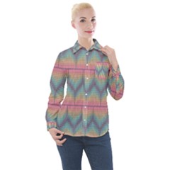 Pattern Background Texture Colorful Women s Long Sleeve Pocket Shirt