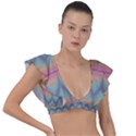 Pattern Background Texture Colorful Plunge Frill Sleeve Bikini Top View1