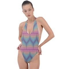 Pattern Background Texture Colorful Backless Halter One Piece Swimsuit