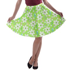 Zephyranthes Candida White Flowers A-line Skater Skirt by HermanTelo