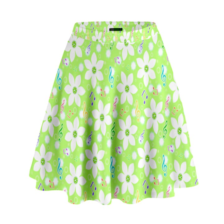 Zephyranthes Candida White Flowers High Waist Skirt