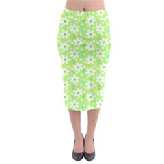 Zephyranthes Candida White Flowers Midi Pencil Skirt by HermanTelo