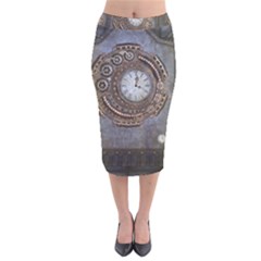 Elegant Steampunk Design Velvet Midi Pencil Skirt by FantasyWorld7