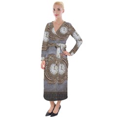 Elegant Steampunk Design Velvet Maxi Wrap Dress by FantasyWorld7