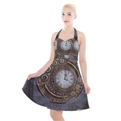 Elegant Steampunk Design Halter Party Swing Dress  by FantasyWorld7