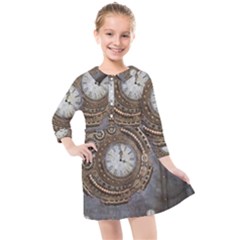 Elegant Steampunk Design Kids  Quarter Sleeve Shirt Dress by FantasyWorld7