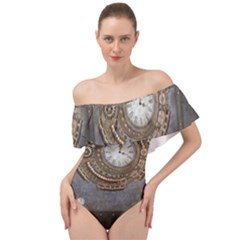 Elegant Steampunk Design Off Shoulder Velour Bodysuit  by FantasyWorld7