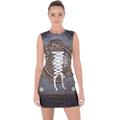 Elegant Steampunk Design Lace Up Front Bodycon Dress