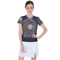 Elegant Steampunk Design Women s Mesh Sports Top