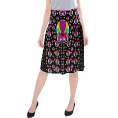 Skull With Many Friends Midi Beach Skirt by pepitasart