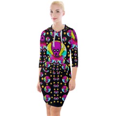 Skull With Many Friends Quarter Sleeve Hood Bodycon Dress by pepitasart