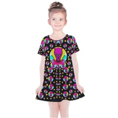 Skull With Many Friends Kids  Simple Cotton Dress by pepitasart