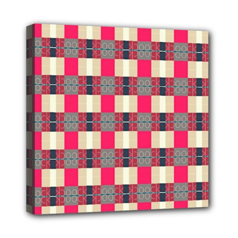 Background Texture Plaid Red Mini Canvas 8  X 8  (stretched)