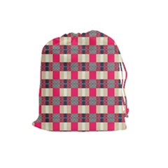 Background Texture Plaid Red Drawstring Pouch (large)