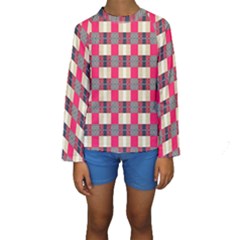 Background Texture Plaid Red Kids  Long Sleeve Swimwear