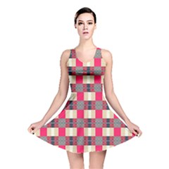 Background Texture Plaid Red Reversible Skater Dress