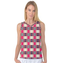 Background Texture Plaid Red Women s Basketball Tank Top