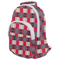 Background Texture Plaid Red Rounded Multi Pocket Backpack by HermanTelo