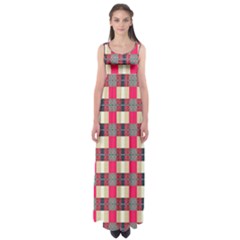 Background Texture Plaid Red Empire Waist Maxi Dress by HermanTelo