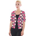 Background Texture Plaid Red Cropped Button Cardigan View1