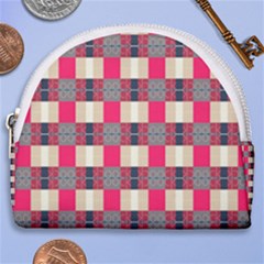 Background Texture Plaid Red Horseshoe Style Canvas Pouch by HermanTelo