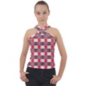 Background Texture Plaid Red Cross Neck Velour Top View1