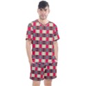 Background Texture Plaid Red Men s Mesh Tee and Shorts Set View1