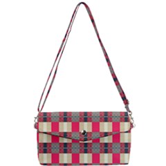 Background Texture Plaid Red Removable Strap Clutch Bag