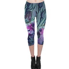 Decorative Floral Design Capri Leggings  by FantasyWorld7