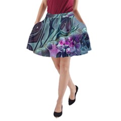 Decorative Floral Design A-line Pocket Skirt by FantasyWorld7